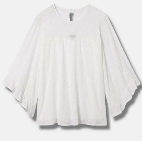 Torrid Size 0 Flocked Lace Bell Sleeve Top - Picture 8 of 8